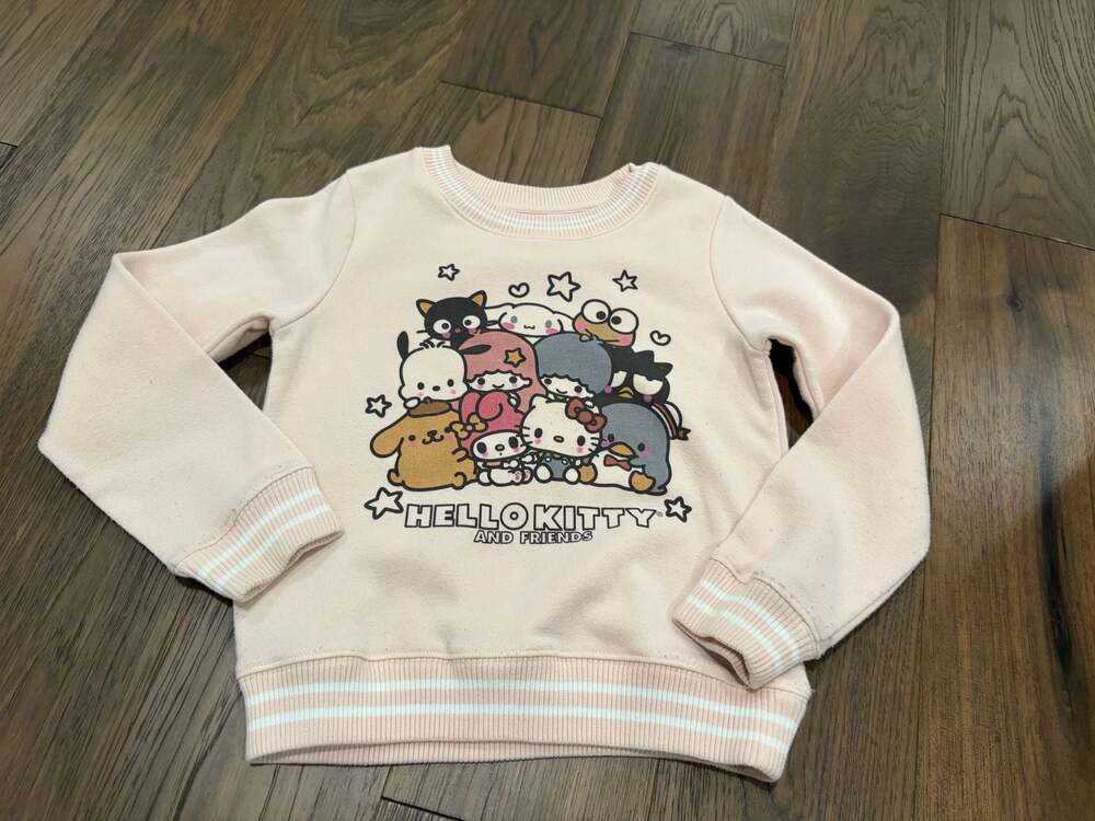 Hello Kitty and Friends Pink Striped Pullover Sweatshirt Size M Hybrid Apparel S